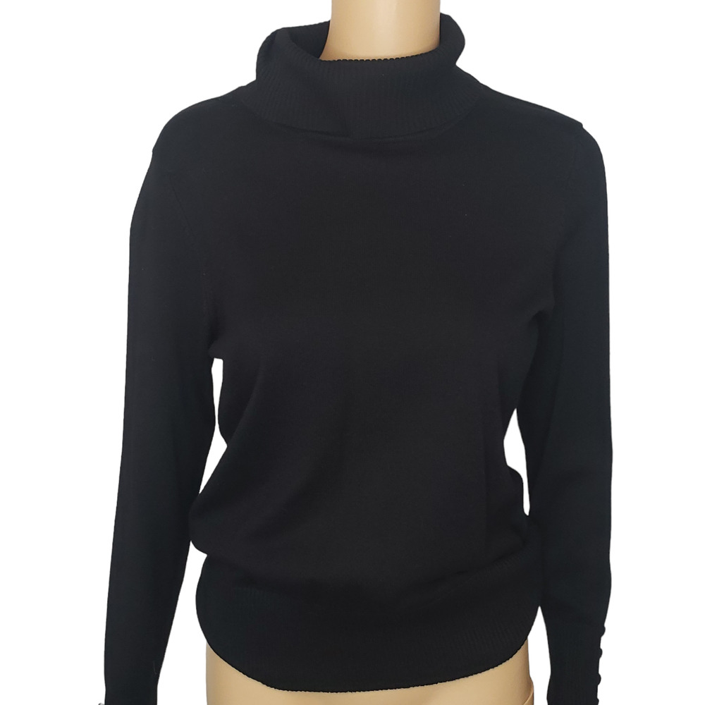 Retrology Black Turtleneck Sweater‎ Long Sleeve Pull On Size PM